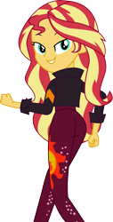 Size: 2279x4496 | Tagged: safe, alternate version, artist:marcorois, character:sunset shimmer, my little pony:equestria girls, background removed, clothing, cutie mark on clothes, female, looking at you, looking back, looking back at you, pants, simple background, solo, sweatpants, transparent background