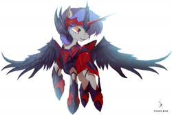 Size: 1792x1205 | Tagged: safe, artist:zidanemina, oc, oc:rood, species:pony, anime, armor, crossover, saint seiya, simple background, solo, white background, wings