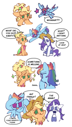 Size: 1089x1920 | Tagged: safe, artist:dusty-munji, character:applejack, character:rainbow dash, character:rarity, species:pony, episode:simple ways, g4, my little pony: friendship is magic, applejack's hat, applejewel, clothing, cowboy hat, hat, rarihick