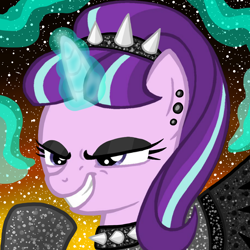 Size: 1000x1000 | Tagged: safe, artist:katya, artist:lonewolf3878, edit, character:starlight glimmer, species:pony, clothing, costume, dress, female, halloween, holiday, magic, nightmare night, nightmare night costume, solo, sparkles, spell