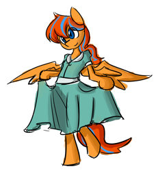 Size: 1640x1800 | Tagged: safe, artist:spheedc, oc, oc only, oc:cold front, species:pegasus, species:pony, bipedal, clothing, crossdressing, digital art, dress, male, semi-anthro, simple background, solo, transparent background