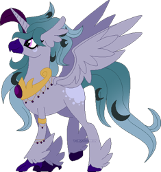 Size: 400x426 | Tagged: safe, artist:t-aroutachiikun, oc, oc:stheno, parent:princess celestia, parent:queen novo, parents:novolestia, species:classical hippogriff, species:hippogriff, feathered fetlocks, female, hybrid, interspecies offspring, magical lesbian spawn, offspring, peytral, simple background, solo, transparent background