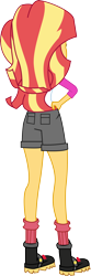 Size: 1696x5133 | Tagged: safe, artist:marcorois, character:sunset shimmer, equestria girls:legend of everfree, g4, my little pony: equestria girls, my little pony:equestria girls, absurd resolution, away from viewer, boots, clothing, female, hand on hip, legs, shoes, shorts, simple background, socks, solo, transparent background, vector