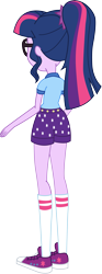 Size: 2021x5404 | Tagged: safe, artist:marcorois, character:twilight sparkle, character:twilight sparkle (scitwi), species:eqg human, equestria girls:legend of everfree, g4, my little pony: equestria girls, my little pony:equestria girls, absurd resolution, ass, away from viewer, butt, clothing, converse, female, legs, sci-twibutt, shirt, shoes, shorts, simple background, sneakers, socks, solo, t-shirt, transparent background, twibutt, vector