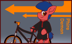 Size: 1920x1200 | Tagged: safe, artist:thebadbadger, oc, oc:phire demon, species:pony, bicycle