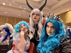 Size: 2048x1536 | Tagged: safe, artist:lochlan o'neil, artist:pastel bubblegum, artist:sophillia, character:cozy glow, character:lord tirek, character:queen chrysalis, species:human, clothing, cosplay, costume, irl, irl human, photo, pony ciderfest