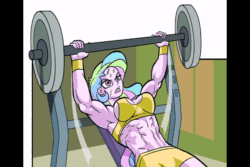 Size: 720x480 | Tagged: source needed, safe, artist:art-2u, character:princess celestia, character:princess luna, character:principal celestia, character:vice principal luna, my little pony:equestria girls, abs, animated, armpits, bench press, breasts, clothing, compression shorts, cropped, cycling shorts, female, gritted teeth, grunting, heavy breathing, midriff, muscles, princess muscle moona, princess musclestia, principal musclestia, shorts, sound, sports bra, sports outfit, sports shorts, sweat, vice principal luna, vice principal muscle moona, webm, weight lifting, workout