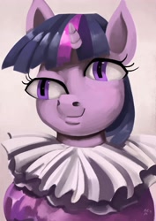 Size: 2897x4096 | Tagged: safe, artist:toisanemoif, character:twilight sparkle, species:pony, bust, clothing, female, fine art parody, pablo picasso, portrait, smiling, solo, surreal, wat