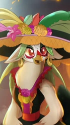 Size: 720x1280 | Tagged: safe, artist:zidanemina, edit, character:captain celaeno, species:anthro, species:bird, species:parrot, g4, my little pony: the movie (2017), clothing, cropped, dia de los muertos, face paint, female, holiday, open mouth, solo