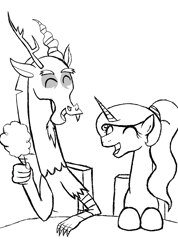 Size: 3704x5208 | Tagged: safe, artist:mr100dragon100, character:discord, character:princess celestia, ship:dislestia, cotton candy, female, male, shipping, sketch, straight
