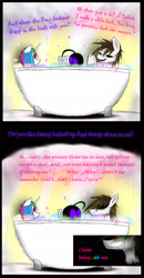 Size: 1200x2300 | Tagged: safe, artist:didun850, character:princess celestia, oc, oc:chase, species:alicorn, species:pony, comic:ask chase the pony, angry, ask, bathtub, claw foot bathtub, comic, dialogue, male, plushie, stallion, tumblr