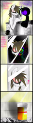 Size: 1200x4400 | Tagged: safe, artist:didun850, oc, oc:chase, species:pony, comic:ask chase the pony, ask, bathroom, comic, confused, duality, eye clipping through hair, grin, heterochromia, insanity, male, mirror, pills, reflection, shadow pony, smiling, stallion, tumblr