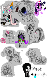 Size: 600x1000 | Tagged: safe, artist:didun850, character:twilight sparkle, character:twilight sparkle (unicorn), oc, oc:mask, oc:misfit, species:draconequus, species:pony, species:unicorn, clothing, corrupted twilight sparkle, cup, dark magic, draconequus oc, eyes closed, female, glowing horn, heart, hoodie, horn, looking up, magic, mare, one eye closed, question mark, raised hoof, scared, simple background, smiling, sombra eyes, teacup, telekinesis, transparent background, wink