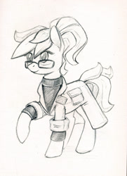 Size: 900x1246 | Tagged: safe, artist:maytee, species:earth pony, species:pony, clothing, lab coat, ponified, sketch, solo, traditional art