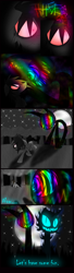 Size: 1200x4400 | Tagged: safe, artist:didun850, oc, oc only, oc:chase, species:earth pony, species:pony, comic:ask chase the pony, comic, earth pony oc, full moon, glowing eyes, hair over one eye, heterochromia, male, moon, night, running, scared, shadow pony, slit eyes, stallion, stars
