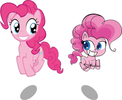 Size: 9000x7406 | Tagged: safe, artist:mrkat7214, character:pinkie pie, species:earth pony, species:pony, g4, my little pony:pony life, absurd resolution, cute, diapinkes, duo, generational ponidox, grin, looking at each other, ponidox, pronking, self ponidox, simple background, smiling, transparent background, unshorn fetlocks, vector