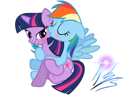 Size: 1600x1200 | Tagged: safe, artist:nightmaremoons, character:rainbow dash, character:twilight sparkle, species:pegasus, species:pony, species:unicorn, ship:twidash, blushing, female, kissing, lesbian, mare, shipping, simple background, sitting, tongue out, transparent background, vector