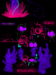 Size: 1200x1600 | Tagged: safe, artist:didun850, oc, oc:chase, species:earth pony, species:pony, comic:ask chase the pony, angry, ask, circling stars, comic, dialogue, dizzy, explosion, glowing eyes, gritted teeth, lineart, male, onomatopoeia, shadow pony, stallion, tumblr