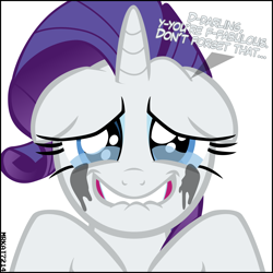Size: 4000x4000 | Tagged: safe, artist:mrkat7214, character:rarity, species:pony, species:unicorn, ..., absurd resolution, crarity, crying, cute, darling, dawwww, dialogue, end of ponies, fabulous, feels, female, floppy ears, grin, happy, lip bite, looking at you, makeup, mare, marshmelodrama, mascara, mascarity, puppy dog eyes, raribetes, rarity being rarity, running makeup, sad, sadorable, simple background, smiling, smiling at you, solo, stuttering, sweet dreams fuel, talking to viewer, tears of joy, teary eyes, teeth, vector, white background
