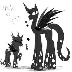 Size: 1200x1200 | Tagged: safe, artist:didun850, oc, oc only, oc:oji, species:changeling, black sclera, changeling oc, one eye closed, raised hoof, reference sheet, simple background, slit eyes, transparent background, white changeling, wink