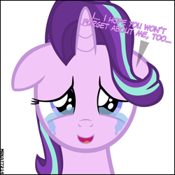 Size: 4000x4000 | Tagged: safe, artist:mrkat7214, character:starlight glimmer, species:pony, species:unicorn, ..., absurd resolution, bittersweet, crying, cute, dawwww, dialogue, end of ponies, ending, feels, female, finale, floppy ears, glimmerbetes, goodbye, happy, liquid pride, looking at you, mare, open mouth, puppy dog eyes, sad, sadlight glimmer, sadorable, simple background, smiling, smiling at you, solo, stuttering, sweet dreams fuel, talking, talking to viewer, tears of joy, teary eyes, the end, vector, white background