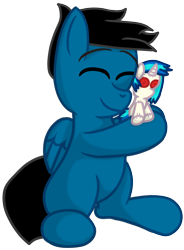 Size: 2256x3068 | Tagged: safe, artist:agkandphotomaker2000, character:dj pon-3, character:vinyl scratch, oc, oc:pony video maker, species:pegasus, species:pony, 2020 community collab, derpibooru community collaboration, cute, male, plushie, simple background, solo, transparent background