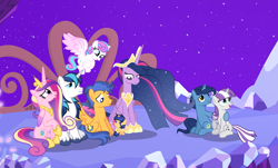 Size: 3149x1901 | Tagged: safe, artist:velveagicsentryyt, base used, character:flash sentry, character:night light, character:princess cadance, character:princess flurry heart, character:shining armor, character:twilight sparkle, character:twilight sparkle (alicorn), character:twilight velvet, oc, oc:velvet sentry, parent:flash sentry, parent:twilight sparkle, parents:flashlight, species:alicorn, species:pegasus, species:pony, species:unicorn, ship:flashlight, ship:nightvelvet, ship:shiningcadance, episode:the last problem, g4, my little pony: friendship is magic, baby, baby pony, female, male, offspring, older, older flurry heart, princess twilight 2.0, shipping, sparkle family, straight