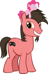 Size: 1133x1737 | Tagged: safe, artist:mrkat7214, character:pinkie pie, oc, oc:ace play, species:earth pony, species:pony, 2020 community collab, derpibooru community collaboration, .svg available, canon x oc, cute, diapinkes, facial hair, female, goatee, grin, male, mare, pinkieplay, plushie, shipping, simple background, smiling, solo, stallion, straight, svg, transparent background, vector