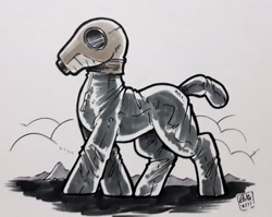Size: 1920x1531 | Tagged: safe, artist:raph13th, oc, oc only, species:pony, gas mask, latex, latex suit, marker drawing, mask, traditional art