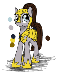 Size: 336x416 | Tagged: safe, artist:didun850, oc, oc only, oc:highboots crack, species:earth pony, species:pony, armor, earth pony oc, helmet, hoof shoes, reference sheet, royal guard, solo