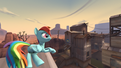 Size: 1920x1080 | Tagged: safe, artist:didun850, character:rainbow dash, species:pegasus, species:pony, 3d, building, female, mare, solo, source filmmaker
