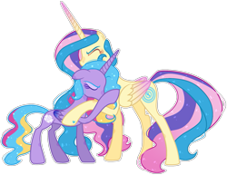 Size: 1017x785 | Tagged: safe, artist:kurosawakuro, base used, character:princess gold lily, character:princess sterling, species:alicorn, species:pony, duo, duo female, female, hug, simple background, transparent background