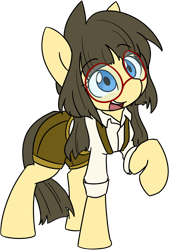 Size: 734x1089 | Tagged: safe, artist:spheedc, oc, oc:sphee, species:earth pony, species:pony, clothing, digital art, female, filly, glasses, mare, pigtails, simple background, solo, suspenders, transparent background