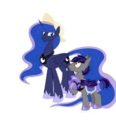 Size: 869x920 | Tagged: safe, artist:mr100dragon100, character:princess luna, species:alicorn, species:bat pony, species:pony, clothing, ethereal mane, female, galaxy mane, hat, hoof shoes, mare, night guard, simple background, transparent background