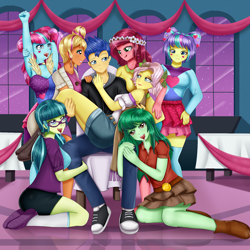 Size: 2000x2000 | Tagged: source needed, safe, artist:focusb, character:flash sentry, character:gloriosa daisy, character:juniper montage, character:kiwi lollipop, character:supernova zap, character:vignette valencia, character:wallflower blush, ship:kiwisentry, my little pony:equestria girls, ahegao, alternate clothes, arm behind head, armpits, ass, beauty mark, bedroom eyes, belt, big breasts, blushing, boob squish, boots, bow, breasts, butt, carrying, chair, chestnut magnifico, choker, cleavage, clothing, commission, converse, decoration, drool, drool string, eye, eye contact, eye lashes, eyes, eyes on the prize, eyeshadow, female, flash sentry gets all the waifus, floral head wreath, flower, flower in hair, glasses, grin, group, hair bow, hand on chest, hand on shoulder, harem, headband, heart, holding, holly, hoodie, jewelry, junipersentry, k-lo, kiwi lollipop, kneesocks, leg hold, legs, licking, licking lips, lidded eyes, lipstick, looking at each other, lucky bastard, lying on the floor, magniflash, makeup, male, miniskirt, necklace, night, night sky, on floor, on the floor, open mouth, pants, party, pigtails, postcrush, raised arm, raised eyebrow, reflection, room, seductive, seductive look, seductive pose, sentrynova, sentryosa, shadow, shipping, shirt, shoes, shorts, sitting, sitting on lap, skirt, sky, smiling, smirk, socks, stars, stockings, straight, su-z, supernova zap, surrounded, table, teeth, thigh highs, thighs, tongue out, touch, valenci-ass, valentry, vignette valencia, wall of tags, wallsentry, window