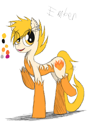 Size: 985x1385 | Tagged: safe, artist:didun850, oc, oc only, oc:ember (callmesatan), species:earth pony, species:pony, ear piercing, earring, earth pony oc, eye clipping through hair, female, jewelry, mare, piercing, raised hoof, reference sheet, simple background, smiling, solo, transparent background