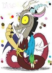 Size: 985x1385 | Tagged: safe, artist:didun850, character:discord, species:draconequus, cute, discute, looking at you, magic, male, simple background, solo, transparent background