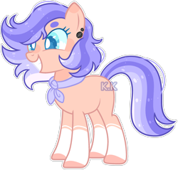 Size: 2240x2144 | Tagged: safe, artist:kurosawakuro, artist:toffeelavender, base used, oc, oc only, parent:clear sky, parent:quibble pants, parents:quibblesky, species:earth pony, species:pony, ascot, ear piercing, female, offspring, piercing, simple background, smiling, socks (coat marking), solo, transparent background