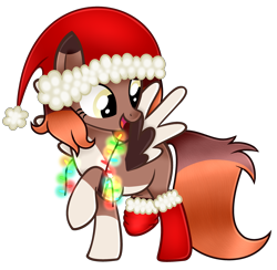 Size: 3165x3095 | Tagged: safe, artist:cindydreamlight, oc, oc:cocca, species:pegasus, species:pony, christmas, clothing, female, hat, holiday, mare, santa hat, simple background, socks, solo, transparent background