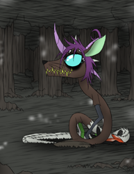 Size: 888x1150 | Tagged: safe, artist:didun850, character:twilight sparkle, species:draconequus, curn, curved horn, draconequified, female, forest, horn, slit eyes, solo, species swap, tree