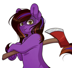 Size: 921x867 | Tagged: safe, artist:ak4neh, oc, oc only, oc:moon singer, species:earth pony, species:pony, axe, female, mare, simple background, solo, transparent background, weapon