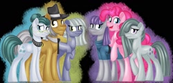 Size: 1600x773 | Tagged: safe, artist:missmele-madness, character:cloudy quartz, character:igneous rock pie, character:limestone pie, character:marble pie, character:maud pie, character:pinkie pie, species:earth pony, species:pony, father and child, father and daughter, female, male, mother and child, mother and daughter, pie family, pie sisters, siblings, sisters