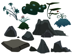 Size: 3000x2265 | Tagged: safe, artist:boneswolbach, .ai available, .psd available, .svg available, absurd resolution, bush, everfree forest, flower, no pony, plant, resource, rock, simple background, transparent background, vector