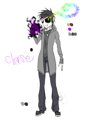 Size: 888x1150 | Tagged: safe, artist:didun850, oc, oc only, oc:chase, species:human, bags under eyes, black sclera, clothing, glowing hands, heterochromia, humanized, male, signature, simple background, sombra eyes, transparent background