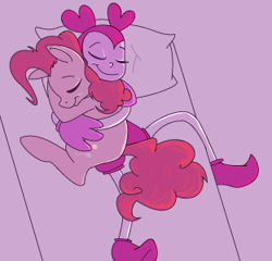 Size: 312x300 | Tagged: safe, artist:smirk, character:pinkie pie, cuddling, cute, fanfic art, sleeping, spinel (steven universe), steven universe, wholesome