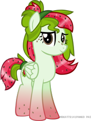 Size: 3601x4800 | Tagged: safe, artist:mrkat7214, oc, oc only, oc:watermelana, species:pegasus, species:pony, birthday gift, female, gradient hooves, high res, looking at you, mare, simple background, solo, transparent background, vector, watermelon