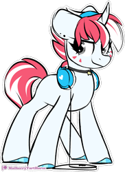 Size: 1225x1687 | Tagged: safe, artist:mulberrytarthorse, oc, oc only, species:pony, species:unicorn, female, headphones, mare, outline, patreon, patreon logo, simple background, smiling, solo, transparent background