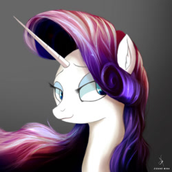 Size: 720x720 | Tagged: safe, artist:zidanemina, character:rarity, species:pony, species:unicorn, female, horn, mare, quickie, remastered, sharp horn, simple background, solo, thin horn, wavy mouth, white background