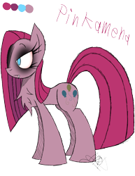 Size: 888x1150 | Tagged: safe, artist:didun850, character:pinkamena diane pie, character:pinkie pie, species:earth pony, species:pony, chest fluff, eyeliner, fangs, female, makeup, mare, raised hoof, simple background, solo, transparent background