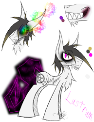 Size: 888x1150 | Tagged: safe, artist:didun850, oc, oc only, oc:lustrum, species:earth pony, species:pony, augmented tail, bust, chest fluff, earth pony oc, eyeliner, fangs, makeup, male, sharp teeth, signature, simple background, sombra eyes, stallion, teeth, text, transparent background